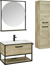 Акватон Мебель для ванной Лофт Фабрик 80 дуб эндгрейн с раковиной Victoria-N – фотография-2